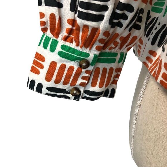 The Odell’s Kylie Blouse Anthropologie Crop Green Motiff Size XS NWOT - Picture 12 of 13